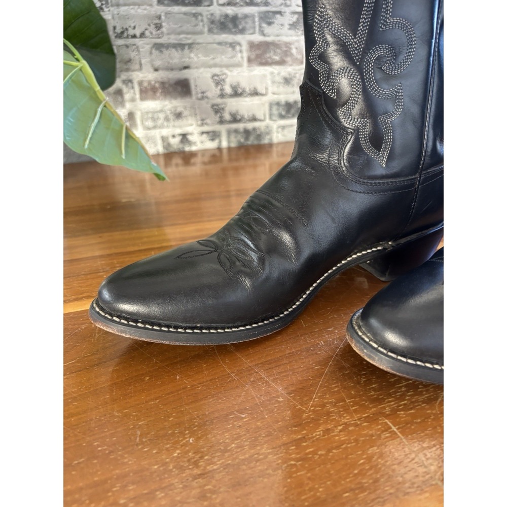 Justin 1409⭐️Classic Black London Calf Leather Western Cowboy Boots⭐️Mens 9 D - Picture 5 of 12